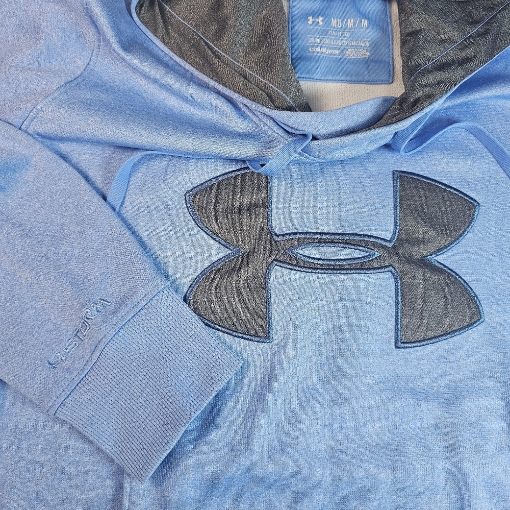 Under Armour Women's Blue Hoodie with Black Logo - Picture 3 of 6
